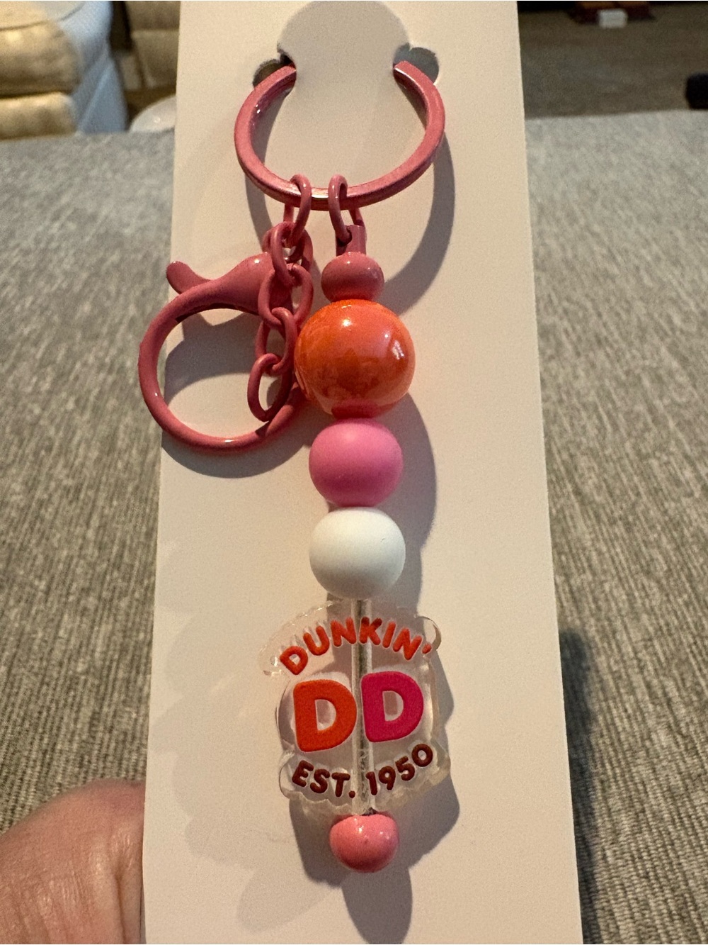 Hand Crafted Dunkin “DD” logo Keychain or Bag Charm -NWOT